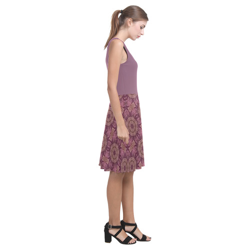 Grape Nectar and Mauve Doily Atalanta Casual Sundress(Model D04)