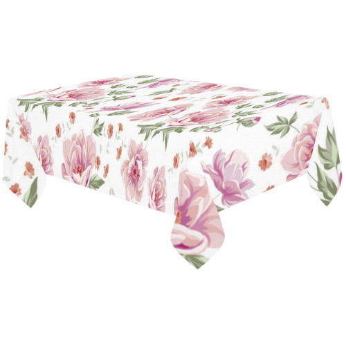 Beautiful Vintage Pink Floral Pattern Cotton Linen Tablecloth 60"x120"