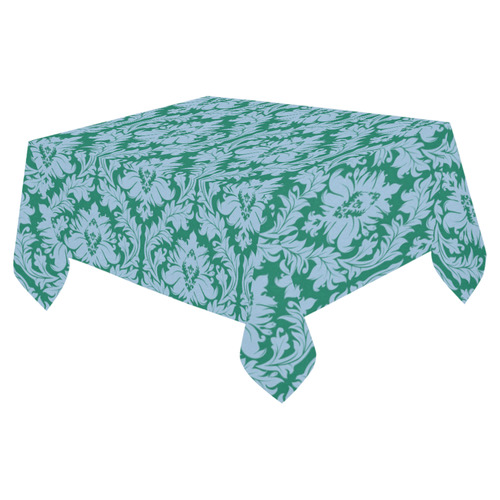 autumn fall colors green blue damask Cotton Linen Tablecloth 52"x 70"