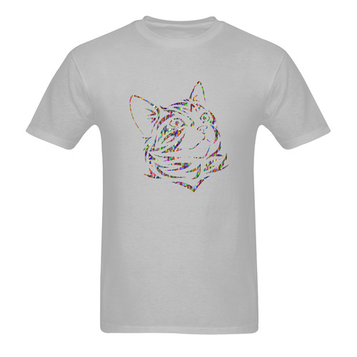 Abstract Triangle Cat Grey Men's T-Shirt in USA Size (Two Sides Printing)
