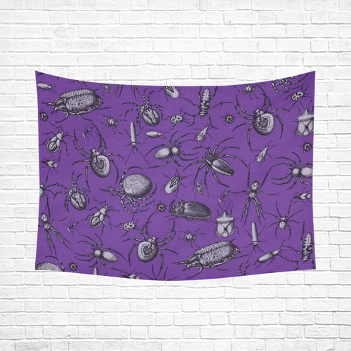 spiders creepy crawlers insects purple halloween Cotton Linen Wall Tapestry 80"x 60"