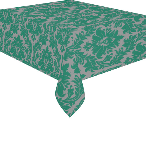 autumn fall colors green grey damask Cotton Linen Tablecloth 52"x 70"