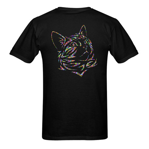 Abstract Triangle Cat Black Men's T-Shirt in USA Size (Two Sides Printing)