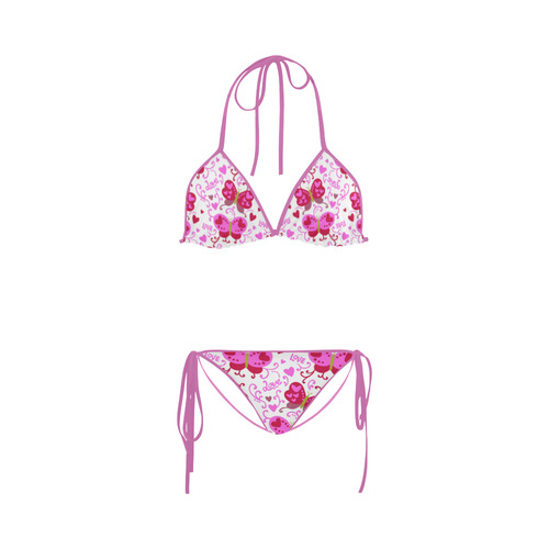 Cute Pink Hearts Butterfly Love Custom Bikini Swimsuit