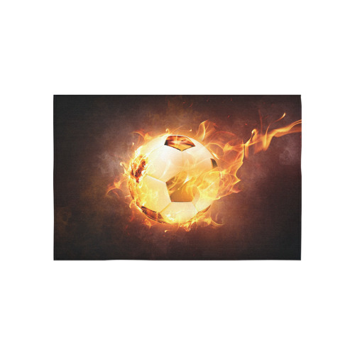 Sport Football Soccer, Ball under Fire Cotton Linen Wall Tapestry 60"x 40"