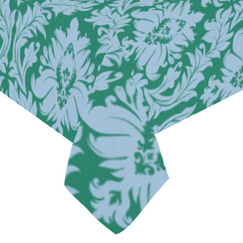 autumn fall colors green blue damask Cotton Linen Tablecloth 60"x120"