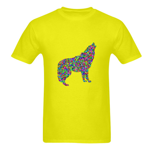 Abstract Triangle Wolf Yellow Men's T-Shirt in USA Size (Two Sides Printing)