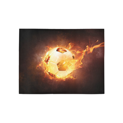 Sport Football Soccer, Ball under Fire Area Rug 5'3''x4'