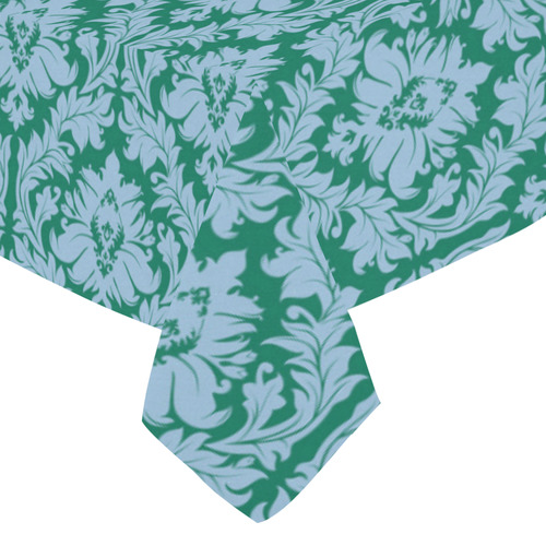 autumn fall colors green blue damask Cotton Linen Tablecloth 52"x 70"
