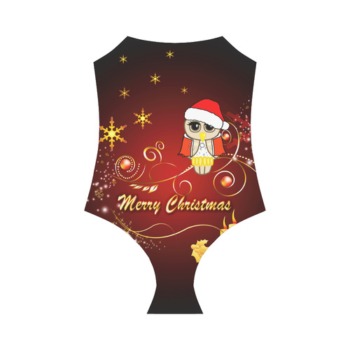 Cute christmas owl on red background Strap Swimsuit ( Model S05)