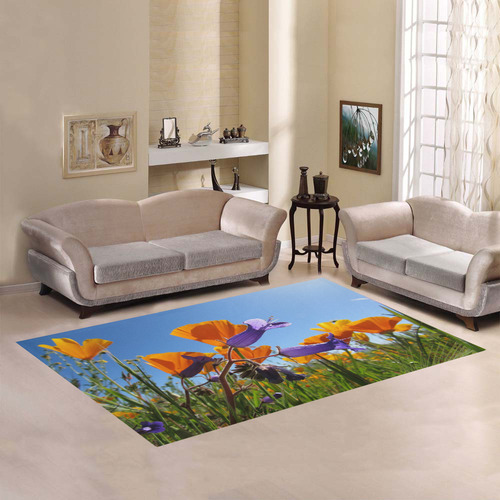 Poppy and wild flower by Martina Webster Area Rug7'x5'