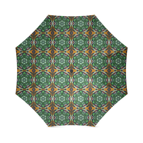 Green and Brown Floral Foldable Umbrella (Model U01)
