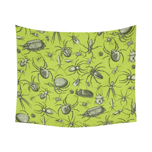 insects spiders creepy crawlers halloween green Cotton Linen Wall Tapestry 60"x 51"