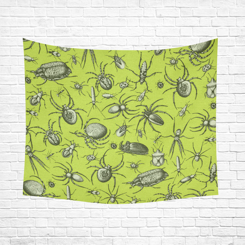 insects spiders creepy crawlers halloween green Cotton Linen Wall Tapestry 60"x 51"