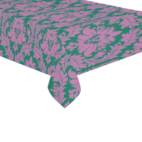 autumn fall colors purple green damask Cotton Linen Tablecloth 60"x 104"