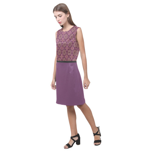 Mauve Doily and Wood Violet Eos Women's Sleeveless Dress (Model D01)