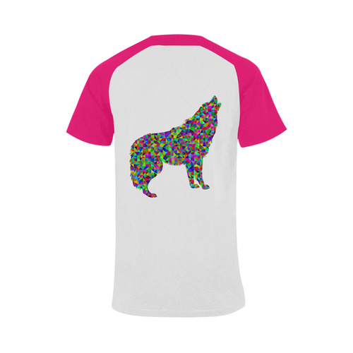 Abstract Triangle Wolf Pink Men's Raglan T-shirt Big Size (USA Size) (Model T11)