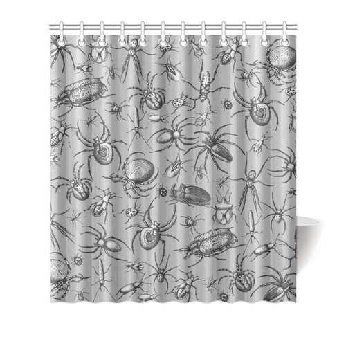 beetles spiders creepy crawlers insects grey Shower Curtain 66"x72"