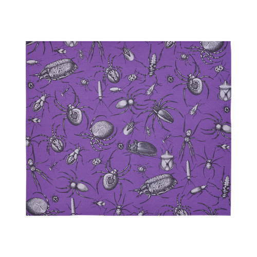 spiders creepy crawlers insects purple halloween Cotton Linen Wall Tapestry 60"x 51"