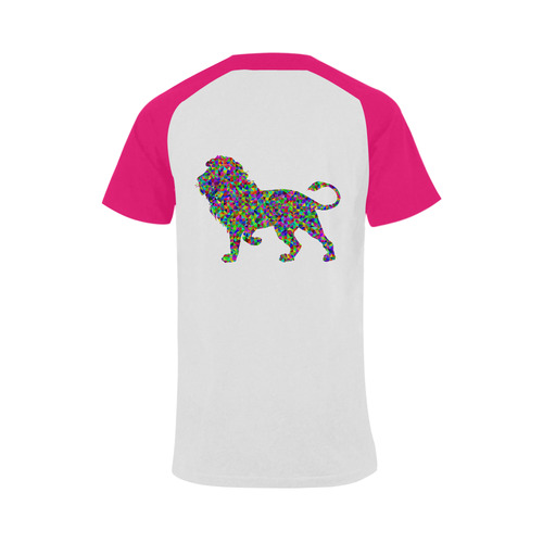 Abstract Triangle Lion Pink Men's Raglan T-shirt Big Size (USA Size) (Model T11)