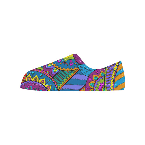 Pop Art PAISLEY Ornaments Pattern multicolored Canvas Women's Shoes/Large Size (Model 018)