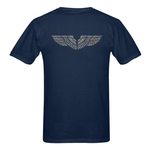 Abstract Triangle Eagle Wings Dark Blue Men's T-Shirt in USA Size (Two Sides Printing)