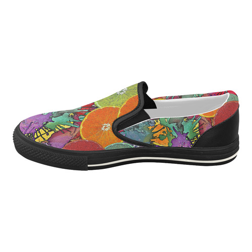 Pop Art Pattern Mix ORANGES SPLASHES multicolored Women's Slip-on Canvas Shoes (Model 019)