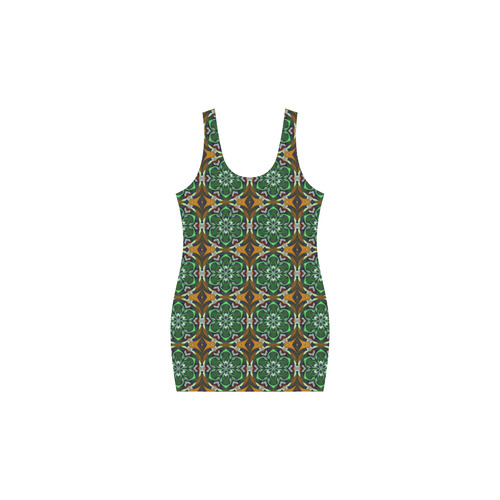 Green and Brown Floral Medea Vest Dress (Model D06)