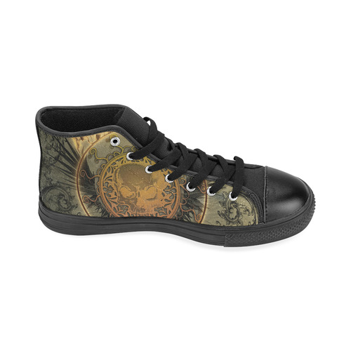 Awesome skulls on round button High Top Canvas Women's Shoes/Large Size (Model 017)