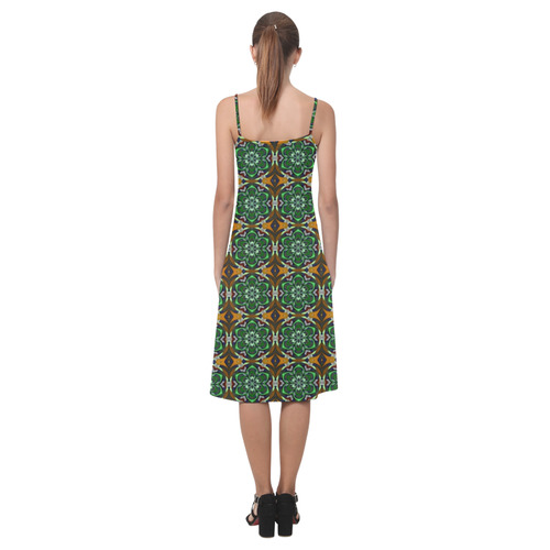 Green and Brown Floral Alcestis Slip Dress (Model D05)