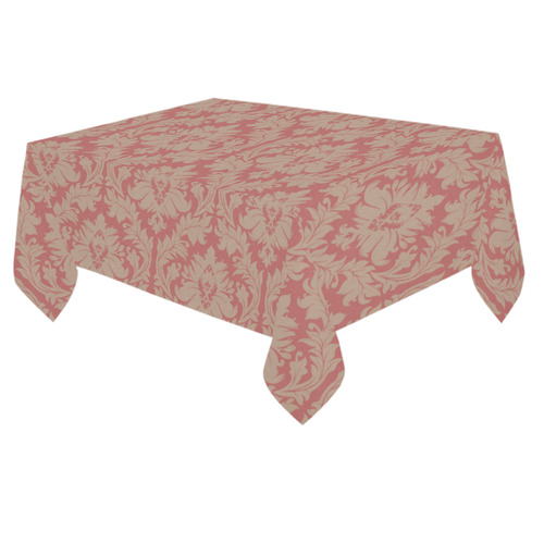 fall colors red pink beige damask Cotton Linen Tablecloth 60"x 84"