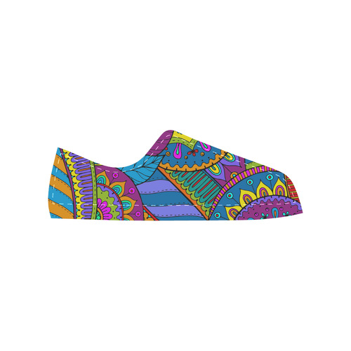 Pop Art PAISLEY Ornaments Pattern multicolored Canvas Women's Shoes/Large Size (Model 018)