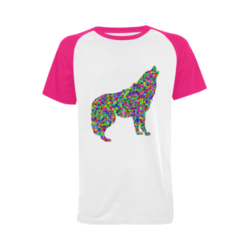 Abstract Triangle Wolf Pink Men's Raglan T-shirt Big Size (USA Size) (Model T11)