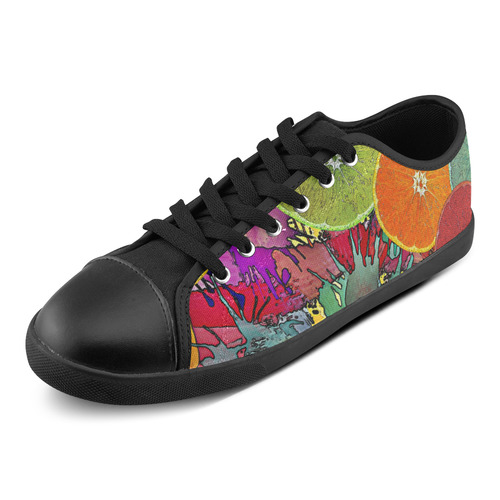 Pop Art Pattern Mix ORANGES SPLASHES multicolored Canvas Shoes for Women/Large Size (Model 016)