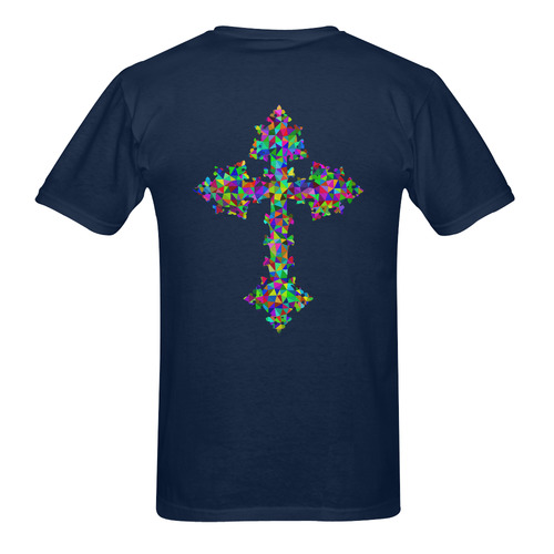 Abstract Triangle Cross Dark Blue Men's T-Shirt in USA Size (Two Sides Printing)