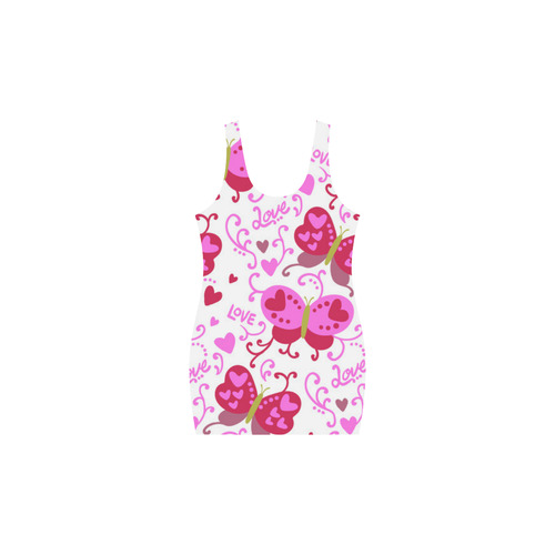 Cute Pink Hearts Butterfly Love Pattern Medea Vest Dress (Model D06)