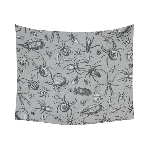 beetles spiders creepy crawlers insects grey Cotton Linen Wall Tapestry 60"x 51"