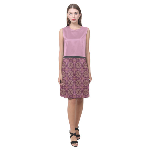 Orchid Smoke and Mauve Doily Eos Women's Sleeveless Dress (Model D01)