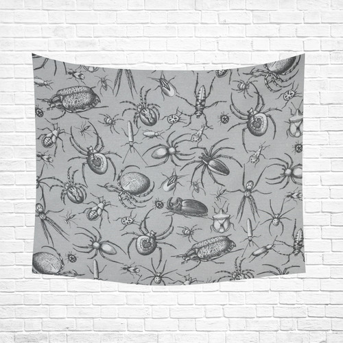 beetles spiders creepy crawlers insects grey Cotton Linen Wall Tapestry 60"x 51"