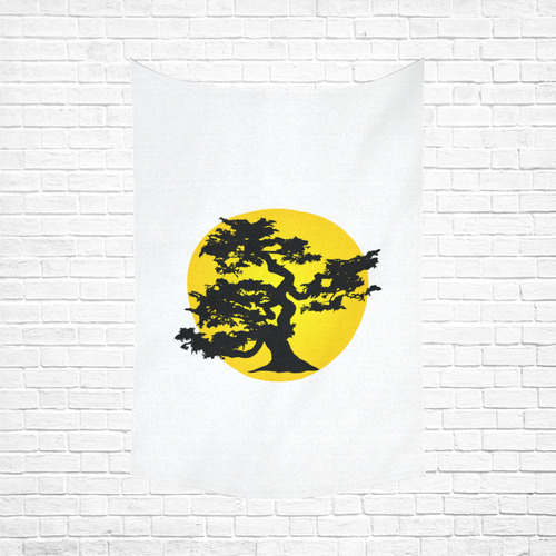 Bonsai Tree Sun Cotton Linen Wall Tapestry 60"x 90"