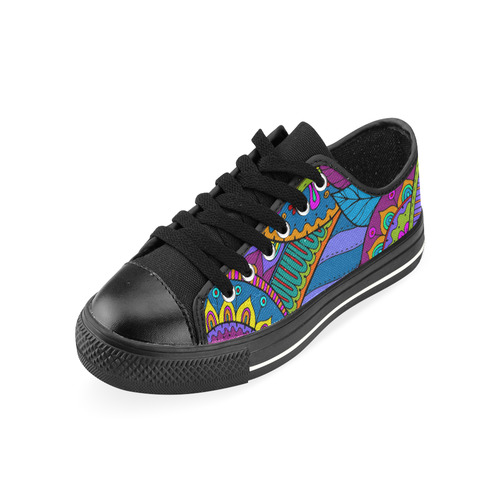 Pop Art PAISLEY Ornaments Pattern multicolored Canvas Women's Shoes/Large Size (Model 018)