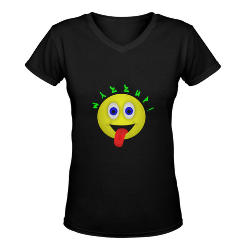 Wazzup Funny Smiley Women's Deep V-neck T-shirt (Model T19)