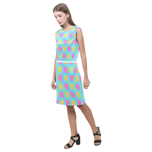 blue pink and yellow abstract 3 Eos Women's Sleeveless Dress (Model D01)