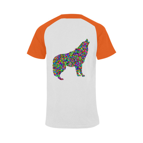 Abstract Triangle Wolf Orange Men's Raglan T-shirt Big Size (USA Size) (Model T11)