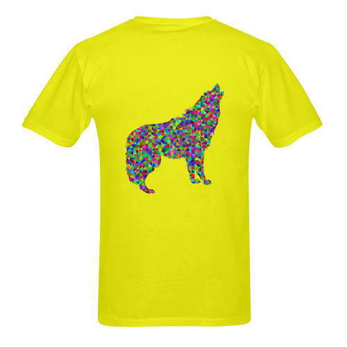 Abstract Triangle Wolf Yellow Men's T-Shirt in USA Size (Two Sides Printing)