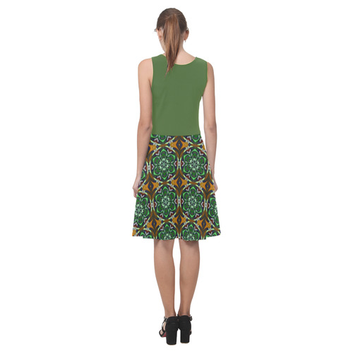 Treetop Green and Brown Floral Atalanta Casual Sundress(Model D04)