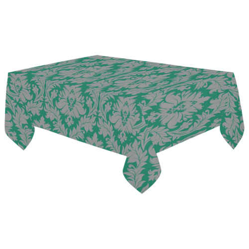 autumn fall colors green grey damask Cotton Linen Tablecloth 60"x 104"