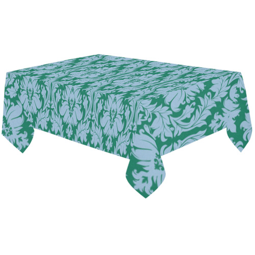 autumn fall colors green blue damask Cotton Linen Tablecloth 60"x120"