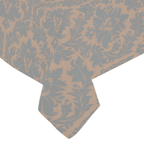 autumn fall colors beige grey damask Cotton Linen Tablecloth 60"x 84"