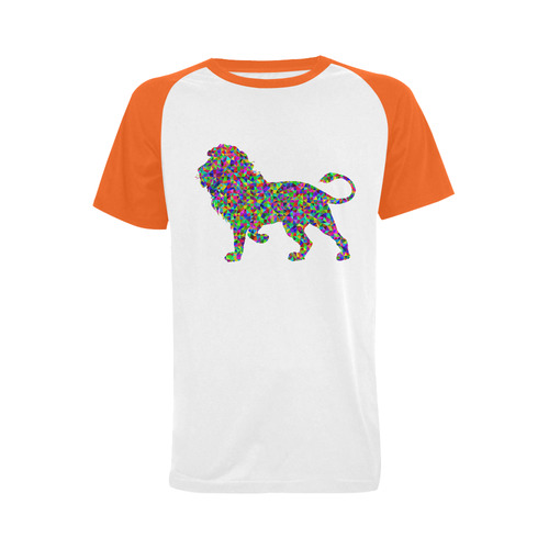 Abstract Triangle Lion Orange Men's Raglan T-shirt Big Size (USA Size) (Model T11)